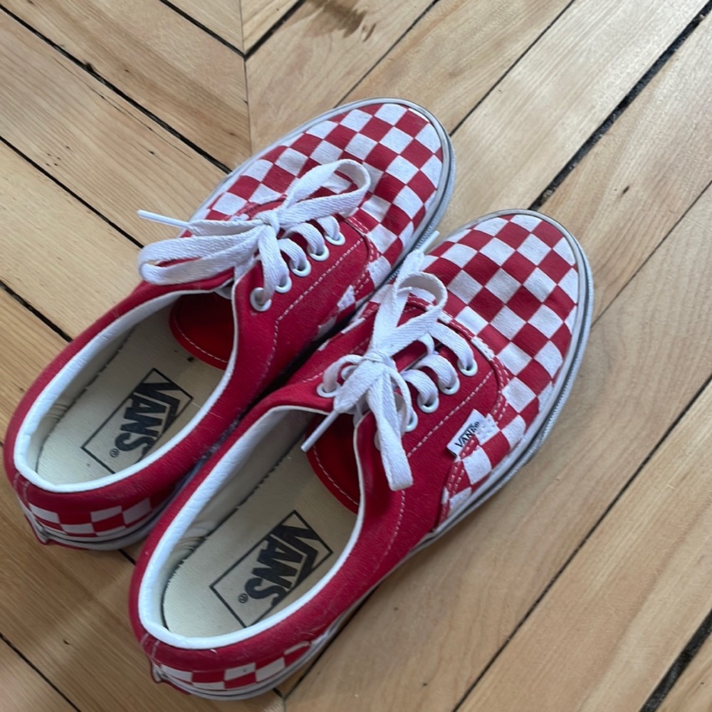 Red checkered vans sneakers